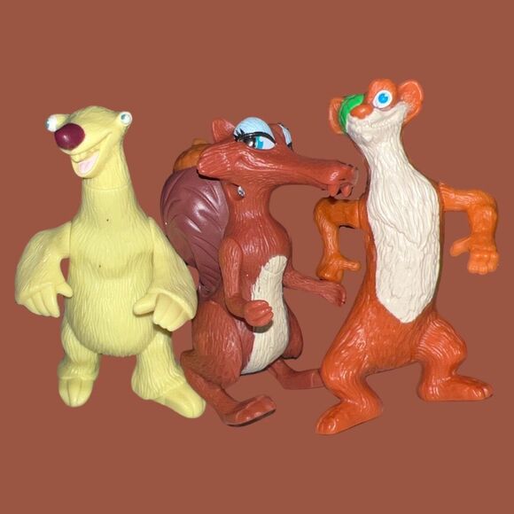 2009 Ice Age Scratte Prehistoric Lady Sid & Buck McDonalds Happy Meal Toys B2 - Picture 1 of 3